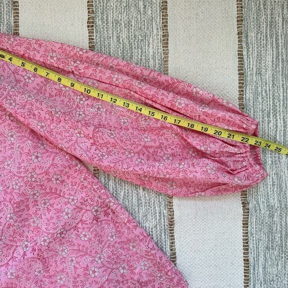 India Collection by Emerson Fry Crocus Bardot Pink Floral Balloon Sleeve Top S - Picture 11 of 13